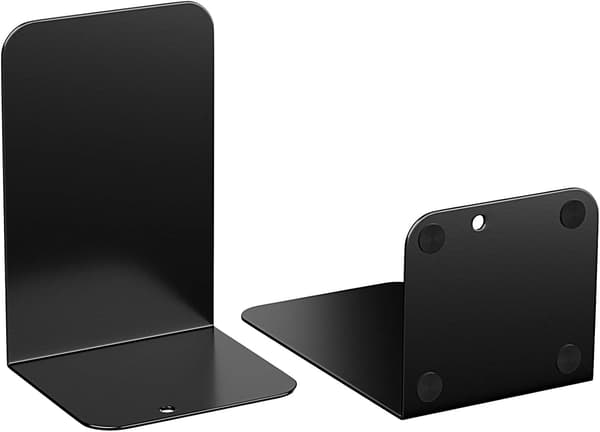 Bokstöd, svart metall bokstöd för tunga böcker, (2st, 5,3x7,8x4)