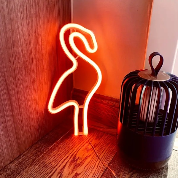 1 st Flamingo Neonljusskylt, Storlek 11,4x5,5in Ca (29x14cm) För Väggdekoration, USB Eller Batteridriven, Rosa