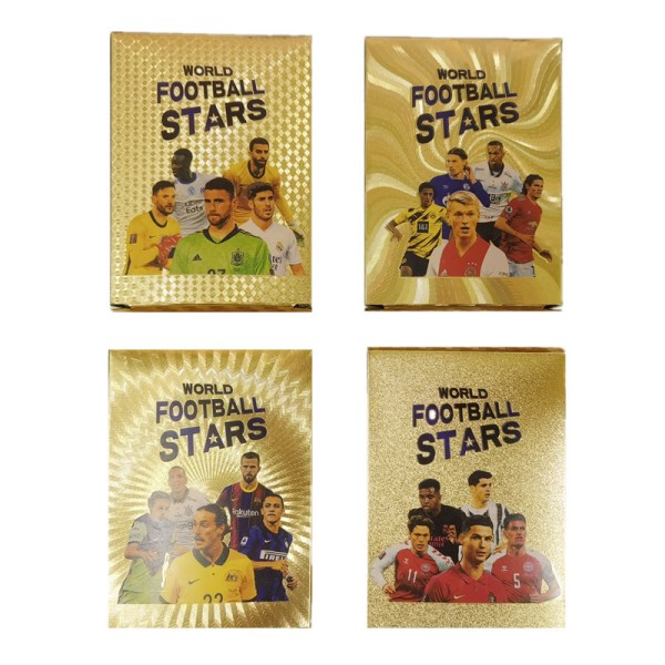 Fotbollskort stjärnkort guldfoliekort 55 st utan duplicering gold