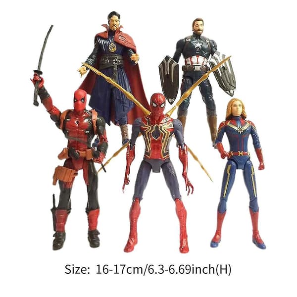 Captain Deadpool Captain Spider Man Dr Strange Figur Set Superhjälte Serie 5st/förpackning