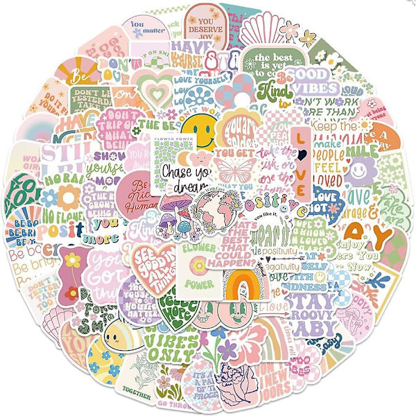 Inspirationsdekaler Pack 100 st, Vattentäta Vinyldekaler för Vattenflaska Hydro Flask Laptop Journal, Rosa Motiverande Dekaler för Tjejer och