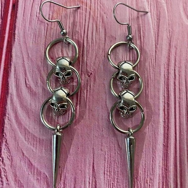 Överdrivna dödskalle punk örhängen Halloween kostym accessoarer hiphop smycken