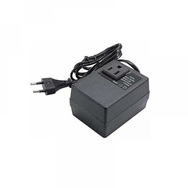 220V til 110V transformator, 200W, med europeisk plugg, for redusert spenning.