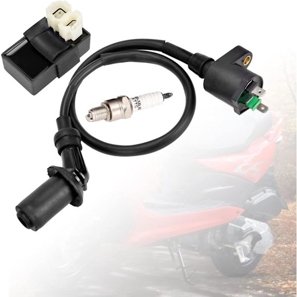 GY6 50/125/150CC 4-taktskotrar CDI-tändningsset: Tändstift + tändspolesats