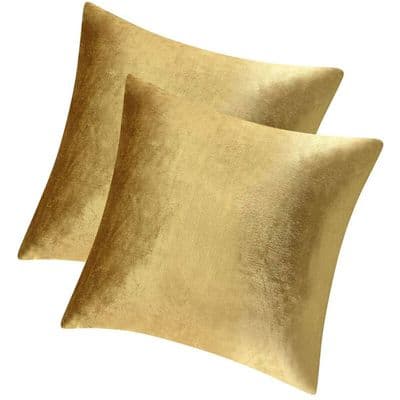 Pynteputetrekk - YYV - Sett med 2 - Gullfløyel - 45,7 x 45,7 cm - Moderne design