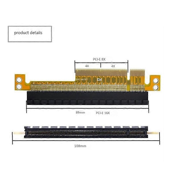 PCI-E Express 8X till 16X Förlängare Konverterare Riserkort Adapter Hane till Hona Förlängning