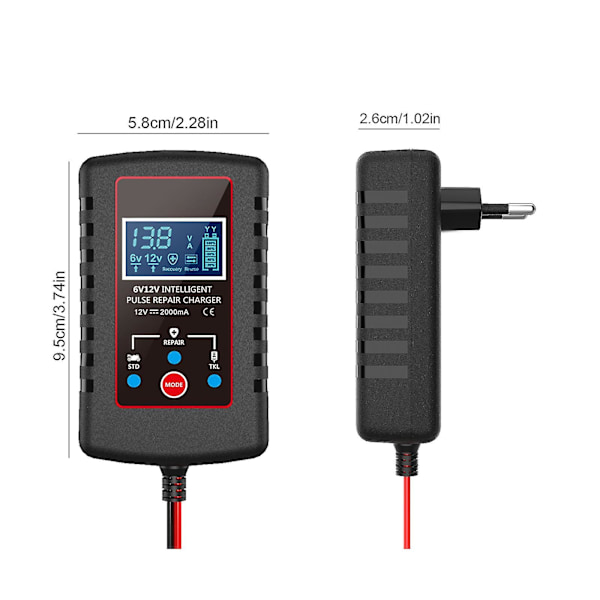 Helautomatisk smartbilladdare för bil, batteriladdare, underhållsladdare och batteridesulfator