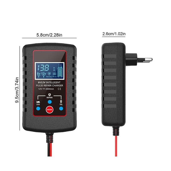 Helt automatisk smart bilbatterilader, batterivedlikeholder drypplader og batteridesulfator