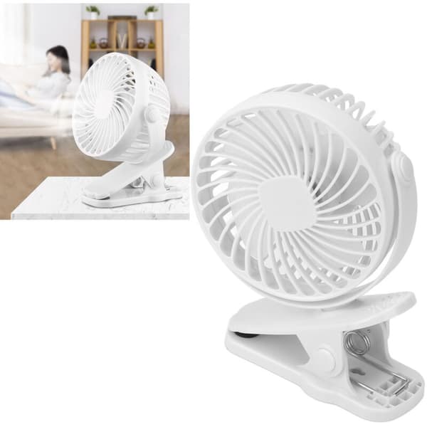 Mini USB clip-on ventilator, hvid ABS, 720° rotation, 3 blæserhastigheder, støjsvag drift - pink