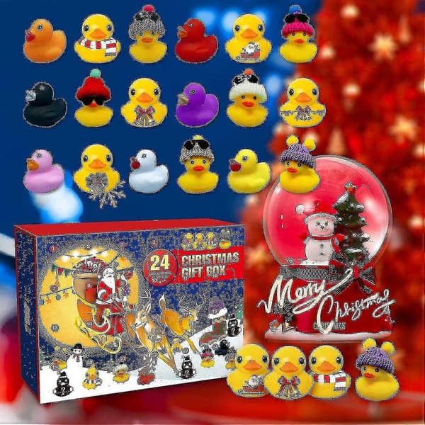 2025 Julkalender Överraskningslåda Present 24 Fack Gummi Ankor -C61