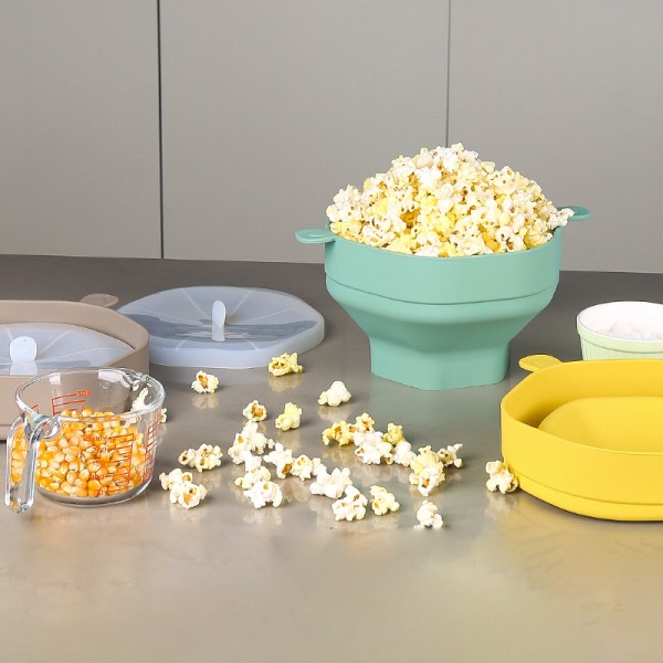 Popcornskål Silikon Micro Popcornskål - Hopfällbar yellow