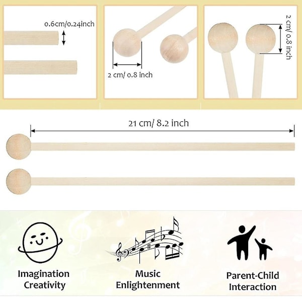 20 kpl Puupallot Lyömäsoittimet Glockenspiel Xylophone Vasarat Tikut Puiset Pienet Musiikki Rumpupallot