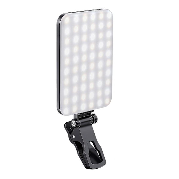 Selfie-lampa, 60 LED Laddningsbar Telefonlampa med Klämma, 3 Ljus & Oändliga Justeringslägen, 2000mAh Selfie-lampa för Iphone Tiktok-SDR