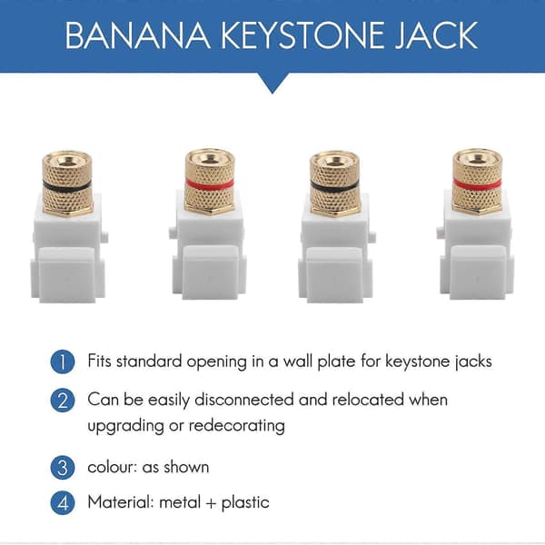 Högtalarstolpe Snap-in Banan Keystone Jack - Vit, 10 st