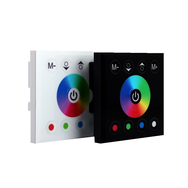 DC12V-24V RGB / RGBW Väggmonterad Controller Glaspanel Dimmer för LED-remsor Lampa Svart