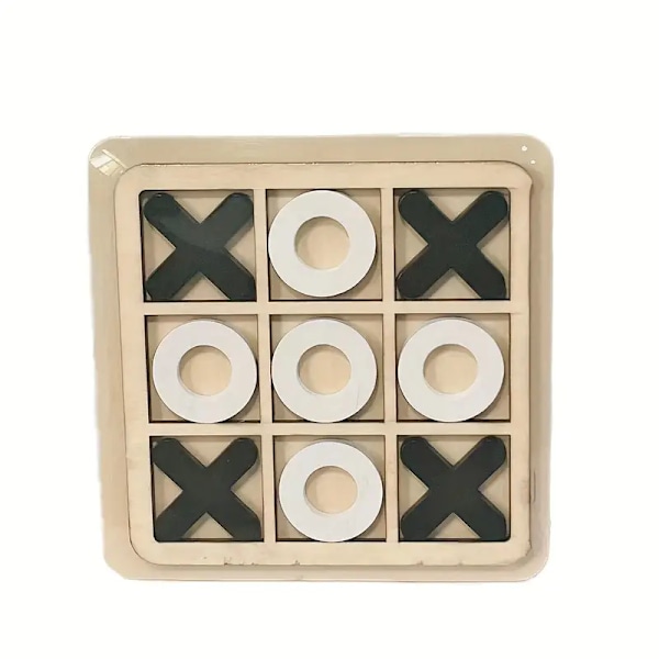 Træ XO Triple Tic-tac-toe Tidlig pædagogisk underholdning Fritid Battle Brætspil, Spilgave Sort Hvid