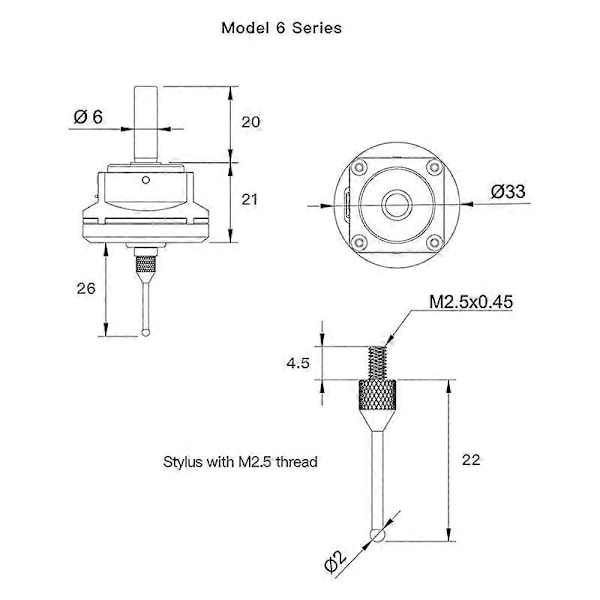 CNC 3D Touch Probe Dette er spidsen af rustfrit stål til V6 3D Touch Probe/ Kantfinder