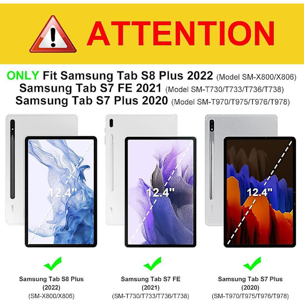 Samsung Galaxy Tab Iin S7 Fe/s7 + Plus 12.4''2021 (sm-t730/sm-t736) Tablet Klf, Tab S7 Fe, Otomatik Uyanma/uyku Iin Nce Effaf Arka Kapak Samsung Tab S