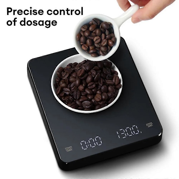 Digital kaffevåg med timer LED-skärm Espresso USB 3 kg Max.vikt 0,1 g Hög precision Mäter i Oz/ml/g Köksvåg