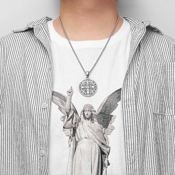 Pyhän Benediktuksen Exorcism-riipus miesten ja naisten kaulakorut, ruostumaton teräs, punk-trendikäs amulet-koru, luova lahja