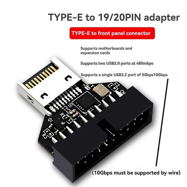 USB3 Type-E 20Pin - USB 19P Kotelon Etupaneelin Muunnin Emolevyn Type-E Laajennuskortti Type-E Inte