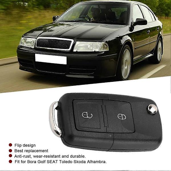 Fällbart 2-knapps fjärrkontrollnyckelskal Passar Bora Golf SEAT Toledo Skoda Alhambra