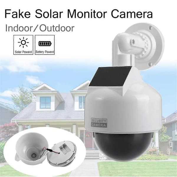 Simulert sikkerhetskamera med blinkende LED-lys 360° rotasjon Dummy CCTV Dome Innendørs/Utendørs Moni
