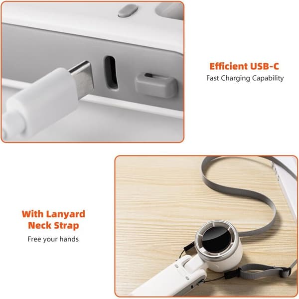 Mini bærbar turboventilator. Med LED-display. 180° rotation, 3-i-1 foldbart design, 5 blæserhastigheder (sort).