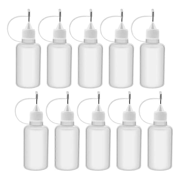 10 st 30 ml Plast Klämbar Spetsapplikator Flaska Påfyllningsbara Droppflaskor med Nålspetskorkar för Lim DIY