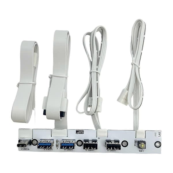 USB 3.0 Frontpanel Hub IO Panel 2-Port USB3.0+2-Port USB2.0+1-Port TYPE-C 20G+LED Switch til PC Kabinet Desktop Hvid