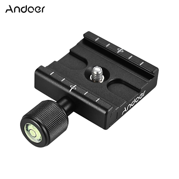 Andoer QR-50 Hurtigudløsningsplade Klemmeadapter med Indbygget Boblevatter til Arca Swiss RRS Wimberl