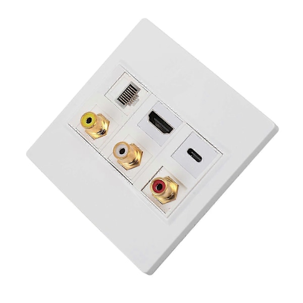 HD Optisk Väggplatta 6 Port CAT6 USB C RCA Väggplatta 3840x2160 Upplösning Undvik Trassel HD Multimedia Interface Väggplatta