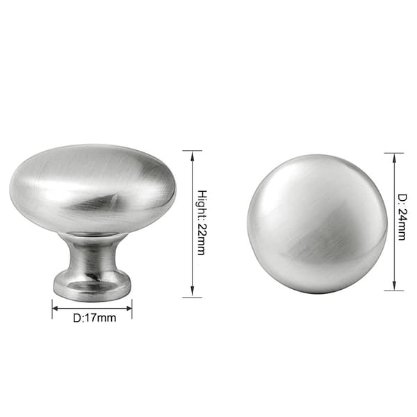 Knopper til døre og skuffer - 24mm 10-pak Mat rustfrit stål