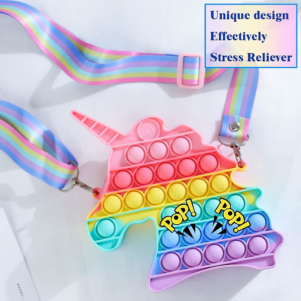 Enhörning Pop Plånbok Fidget Leksaker För Flickor, Pop Axelväska, Pop Its Plånbok Crossbody Väska För Barn, Enhörning Pop Sensoriska Popper Leksaker, Enhörning Presenter Leksaker