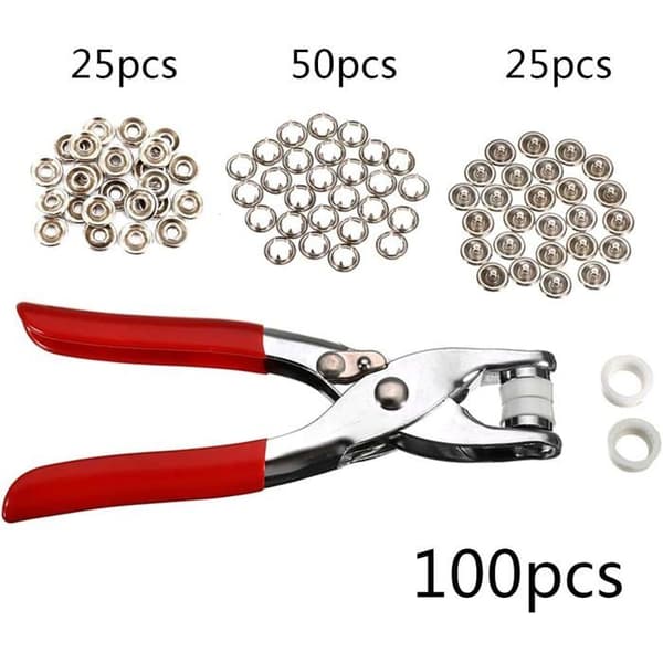 100 metal trykknapper med clips til syfri tasker og tøj DIY-projekter PZCC
