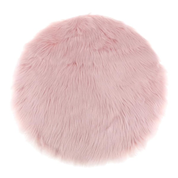 2pcs Round Winter Faux Fur Sheepskin Plush Mat Seat Cushion Chair Cushion Seat Pad Pink 35cm