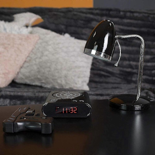 Target Väckarklocka, Kreativ Pistolskytte Alarm Personlig 12 Timmars Digital Display För Tungsovare, Nyhetspresent För Pojkar Flickor (svart