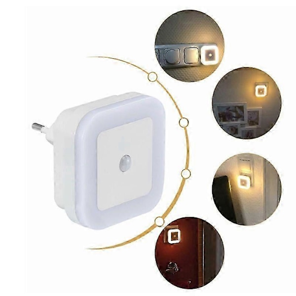 SOAIY set med 2 LED-nattlampor med rörelsedetektor, energibesparande sockellampa, PIR-sensorlampa,
