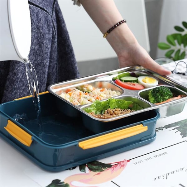 Bento Box Lunchlåda i rostfritt stål, läckagesäker matlåda för barn med fack F