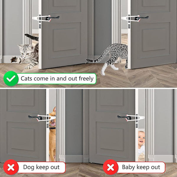 2-pakks katt-dørholderlås, fleksibel låse-stropp som slipper inn katter og er barnesikker, justerbar katt-dør-alternativ