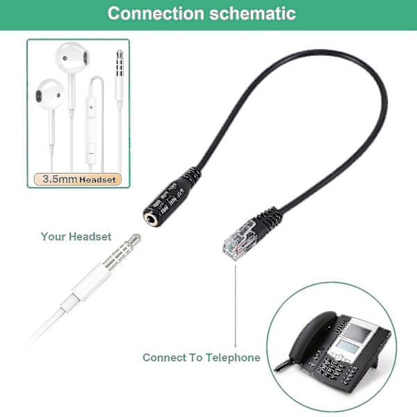 3,5 mm-kontakt till RJ9 för headset till kontorstelefonadapterkabel