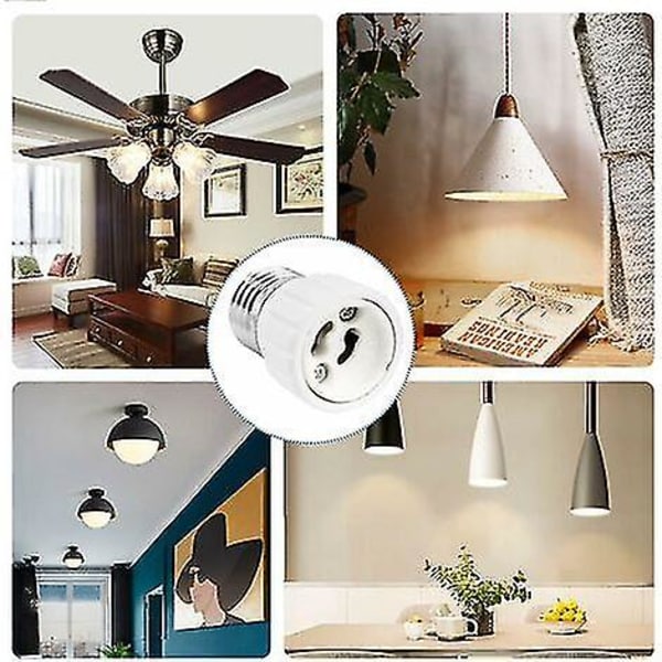E27 till GU10 Adapter, 220v, E27 GU10 Adapter Socket Konverter för LED-lampa, Halogen och CFL-lampa, Keramisk Adapter, 6-pack