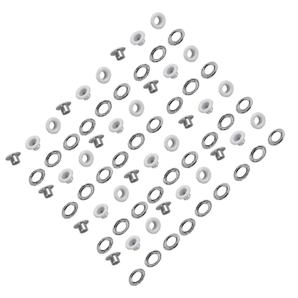 100 Set 4mm Runda Metallöglor Scrapbooking Kort Hål Läderhantverk Klädtillbehör (Vit)