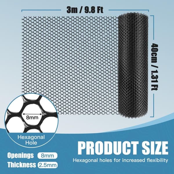 Sort plastikhavehegn 40 cm x 3 m