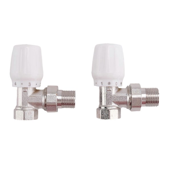 Termostatisk Radiatorventil 2 stk. 15 mm x 1/2 tomme Termostatisk Vinkel TRV Termostatisk Radiatorventil f