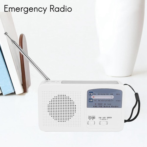 Nödradio med sol- och handvev, batteridriven USB-laddning, FM/AM-radio, LED-blixt