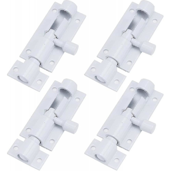 Vit fatbultlås i aluminiumlegering, 2 tum dörrlås med skruvar, 4-pack, ISQ