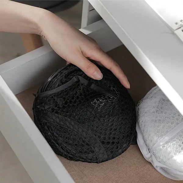 Stor Pop-Up Mesh Tvättkorg med Håndtak - Sammenleggbar, Høykapasitets Korg for Oppbevaring av Skitne Klær på Baderom, Svart