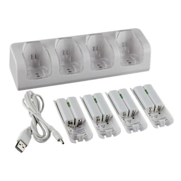 4 kpl 2800mAh Ladattavia Akkuja ja Wii Ohjaimen Latausteline Wii Kaukosäätimen Tarvikkeeksi