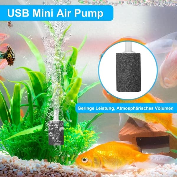 Akvarieluftpump Mini USB Akvariumbubblare Syrepump för Fiskbehållare med Luftsten